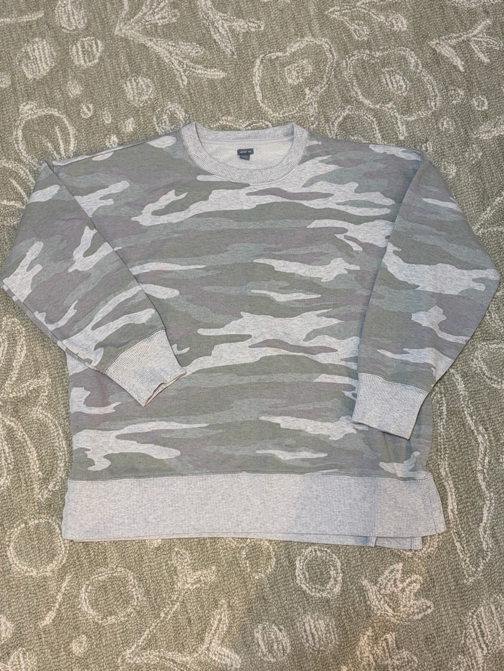 Women's Aerie Camo Crewneck Pullover - Gray/Green